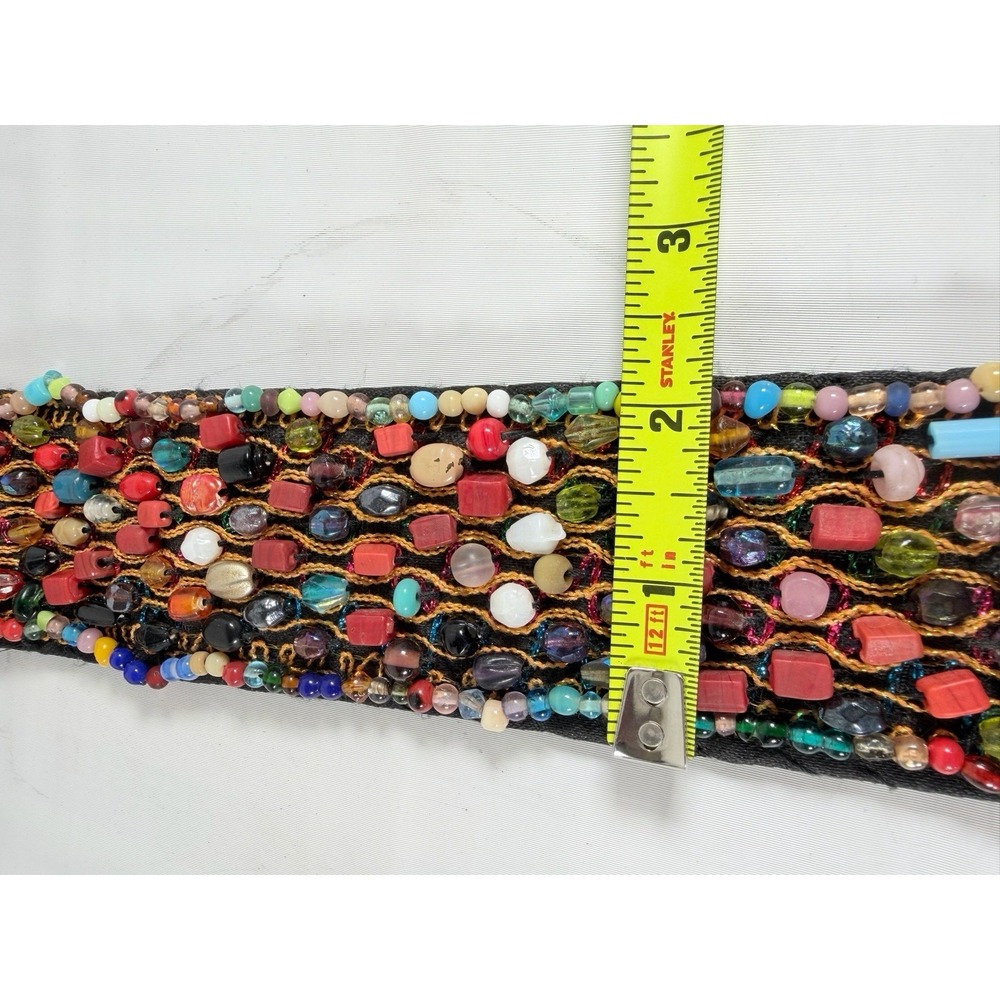 Indian Beaded Cotton Belt Belly Dance Costume Multi Color Stone Seed Bead - Picture 11 of 12